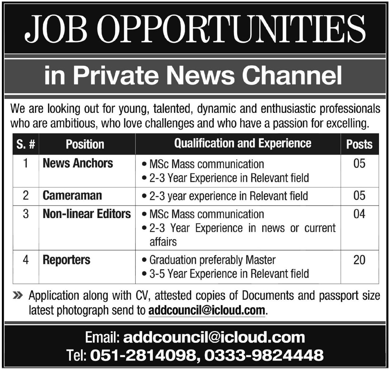 Jobs Opportunity in Private News Channel Kpk latest jobs 2018-thumbnail