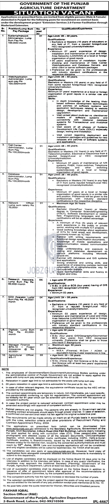 Agriculture Department Latest Jobs 2019 Government of Pakistan-thumbnail