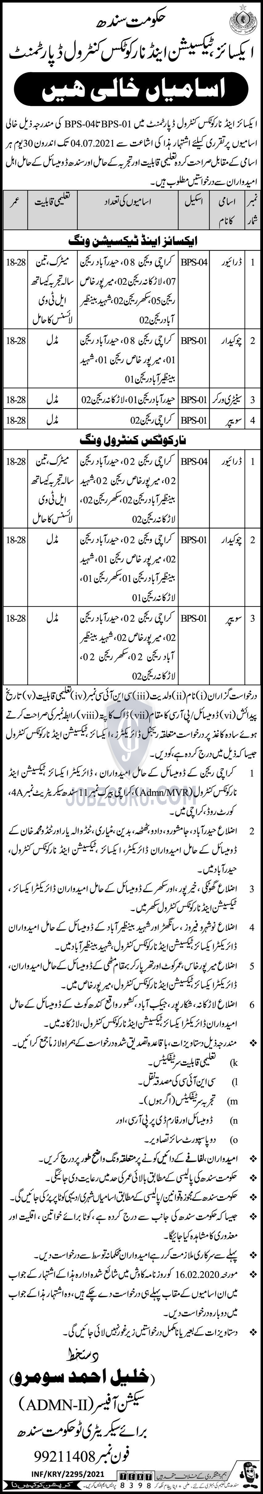 excise taxation and narcotics control department latest jobs