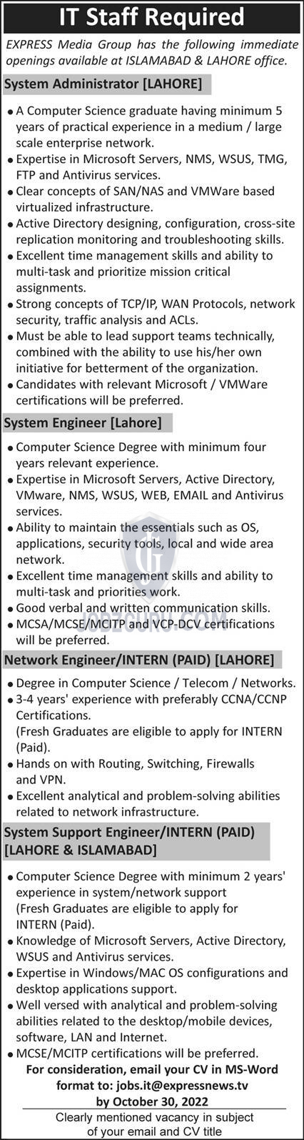 Express News Latest Jobs 2023 Jobs Advertisement Pakistan