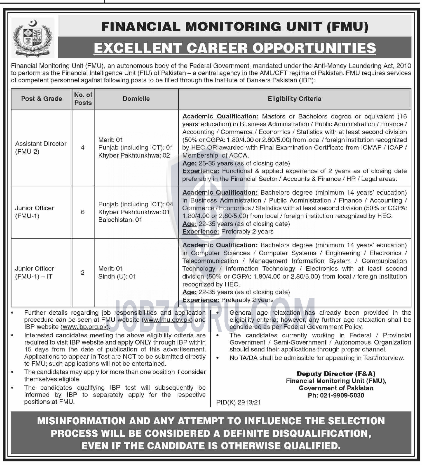 Financial Monitoring Unit Fmu Latest Jobs Advertisement Image | Jobzguru