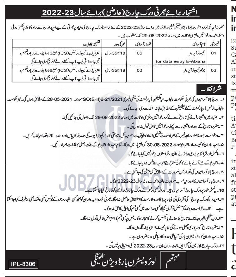 Irrigation Department Latest Jobs 2024 Jobs Advertisement Pakistan