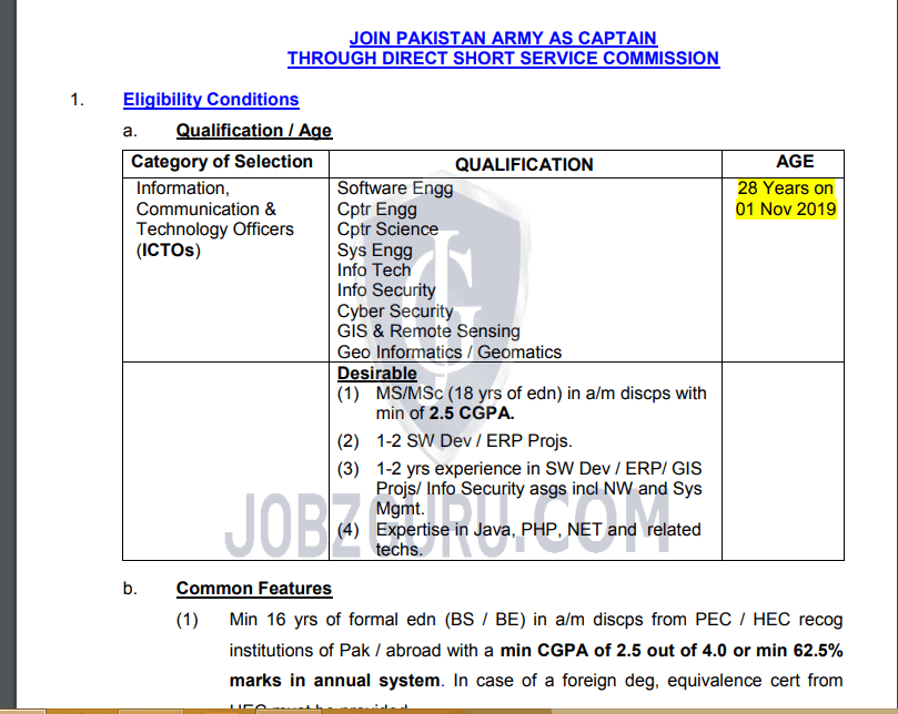 Join Pak Army as Captain through Direct short service Commission 2019-thumbnail