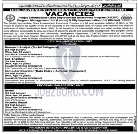 Local Government And Community Development Department Latest Jobs 2020
