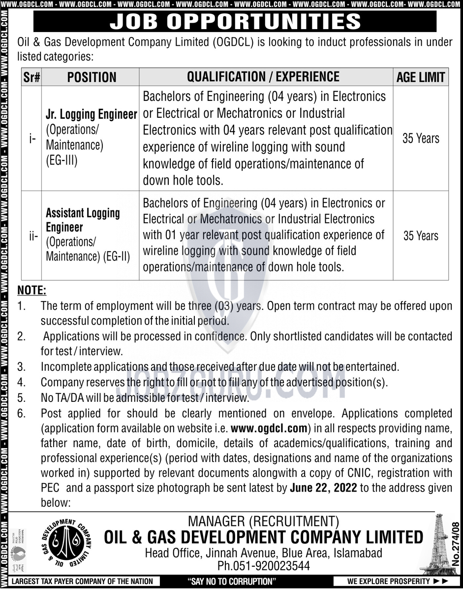 Ogdcl Oil And Gas Development Company Limited Latest Jobs Advertisement 