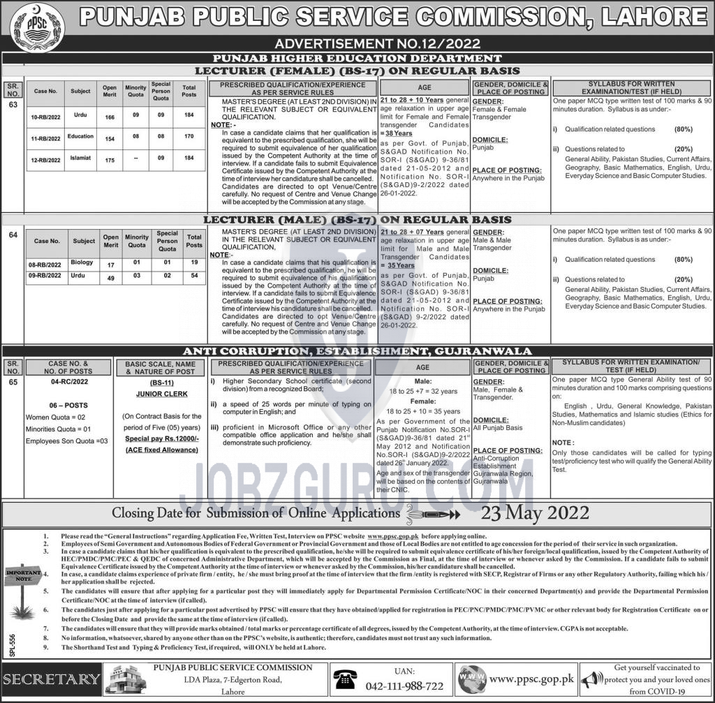 Ppsc Lecturers Latest Jobs Advertisement Image Jobzguru