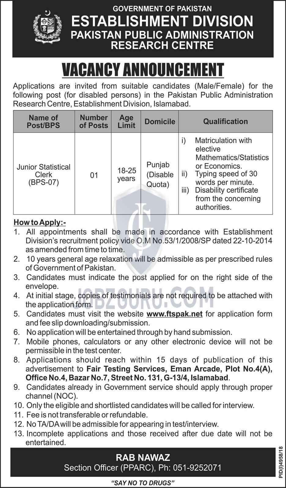 Pakistan Public Research Administration Centre Jobs 2019 Govt Pakistan-thumbnail