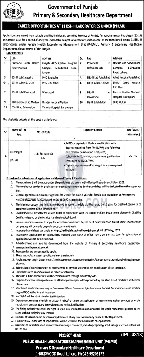 primary-and-secondary-health-care-department-latest-jobs-advertisement