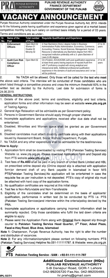 Punjab Revenue Authority Finance Department Jobs 2019-thumbnail