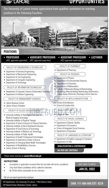 UOL Jobs 2023 – University of Lahore Jobs 2023 - Tiktokio