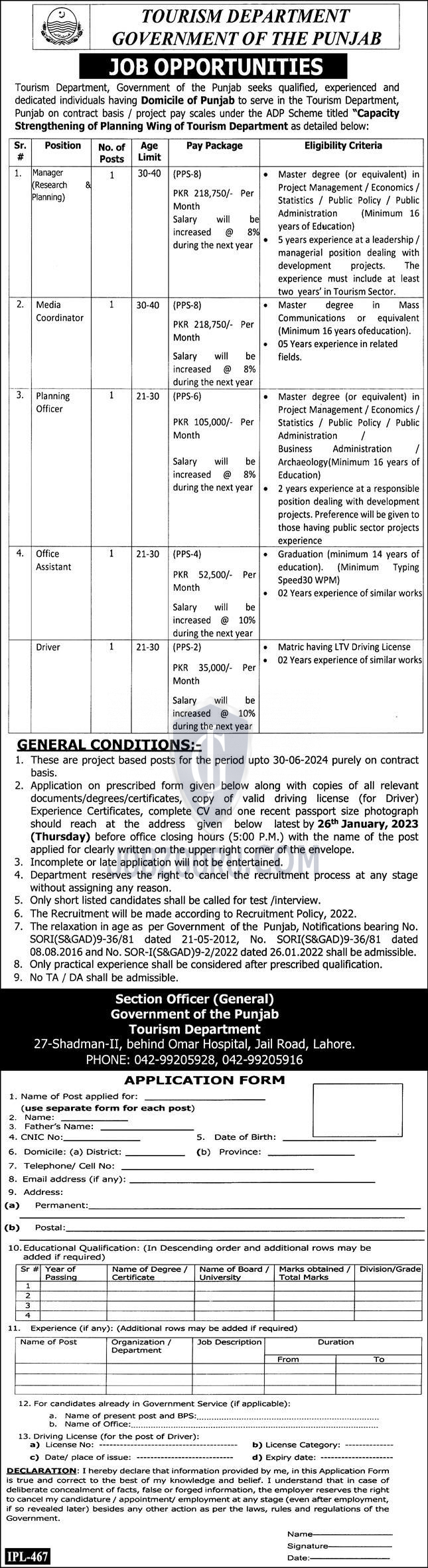 Tourism Department Government of the Punjab Latest jobs-thumbnail