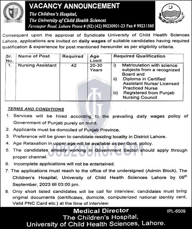 University of Children Health Sciences Lahore Latest jobs-thumbnail